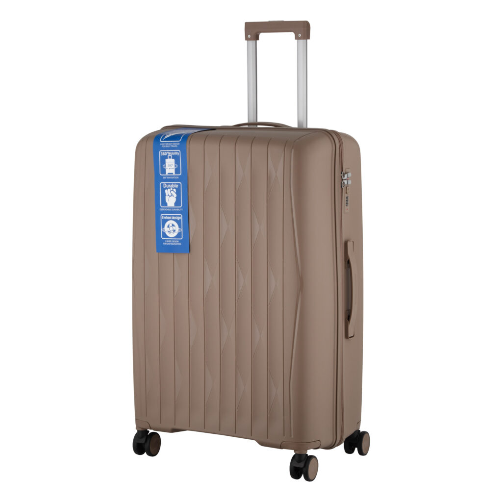 2E Suitcase set 3in1, M7979, polypropylene, (L+M+S), lock (not TSA), anti theft zipper, 4 wheels, khaki