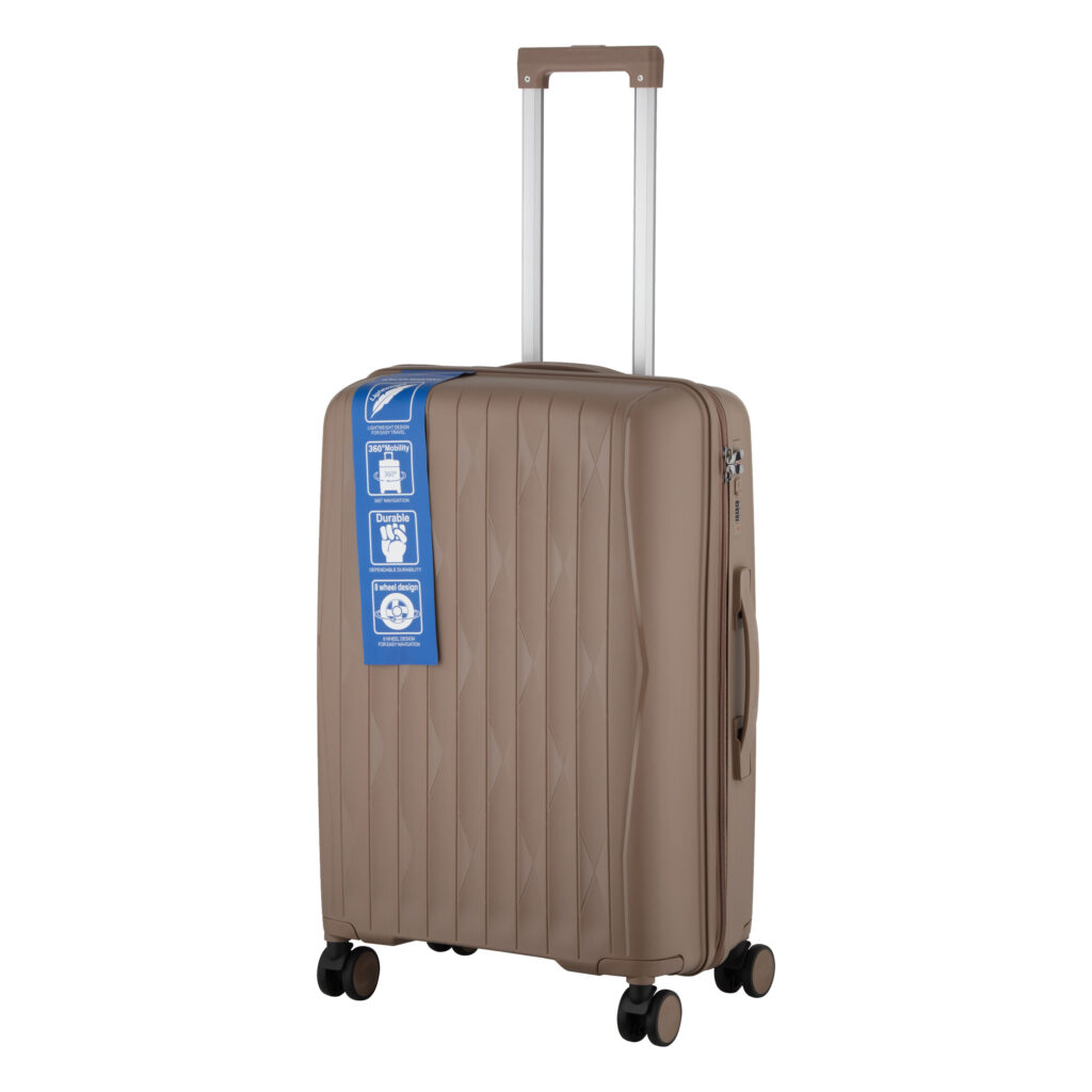 2E Suitcase set 3in1, M7979, polypropylene, (L+M+S), lock (not TSA), anti theft zipper, 4 wheels, khaki