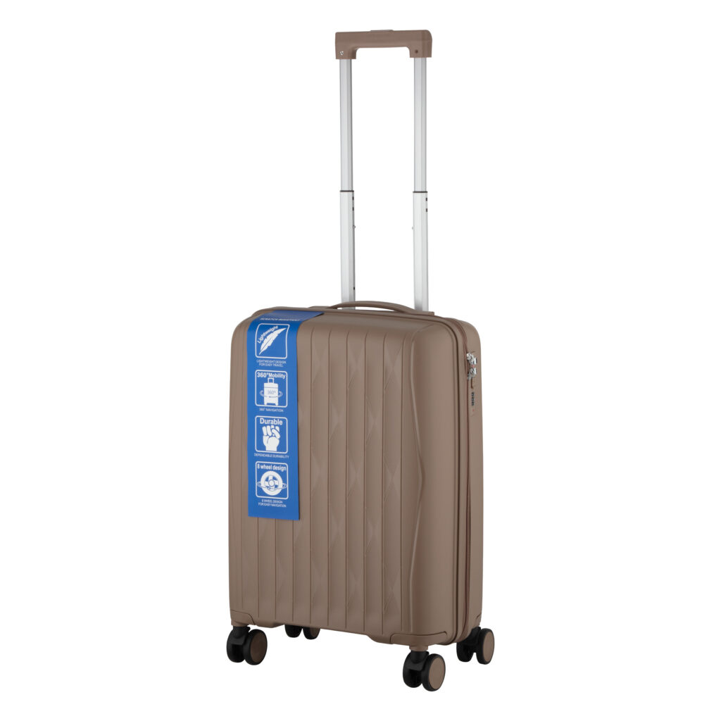 2E Suitcase set 3in1, M7979, polypropylene, (L+M+S), lock (not TSA), anti theft zipper, 4 wheels, khaki