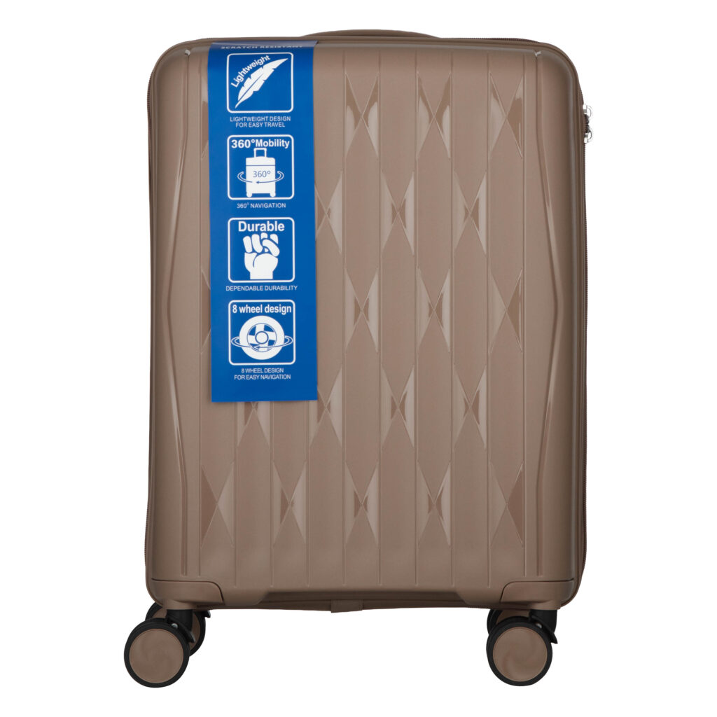 2E Suitcase set 3in1, M7979, polypropylene, (L+M+S), lock (not TSA), anti theft zipper, 4 wheels, khaki