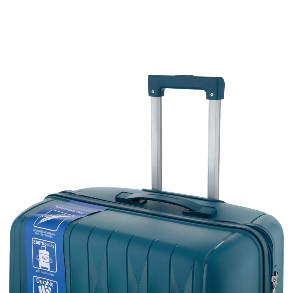 2E Suitcase set 3in1, M7979, polypropylene, (L+M+S), lock (not TSA), anti theft zipper, 4 wheels, light blue