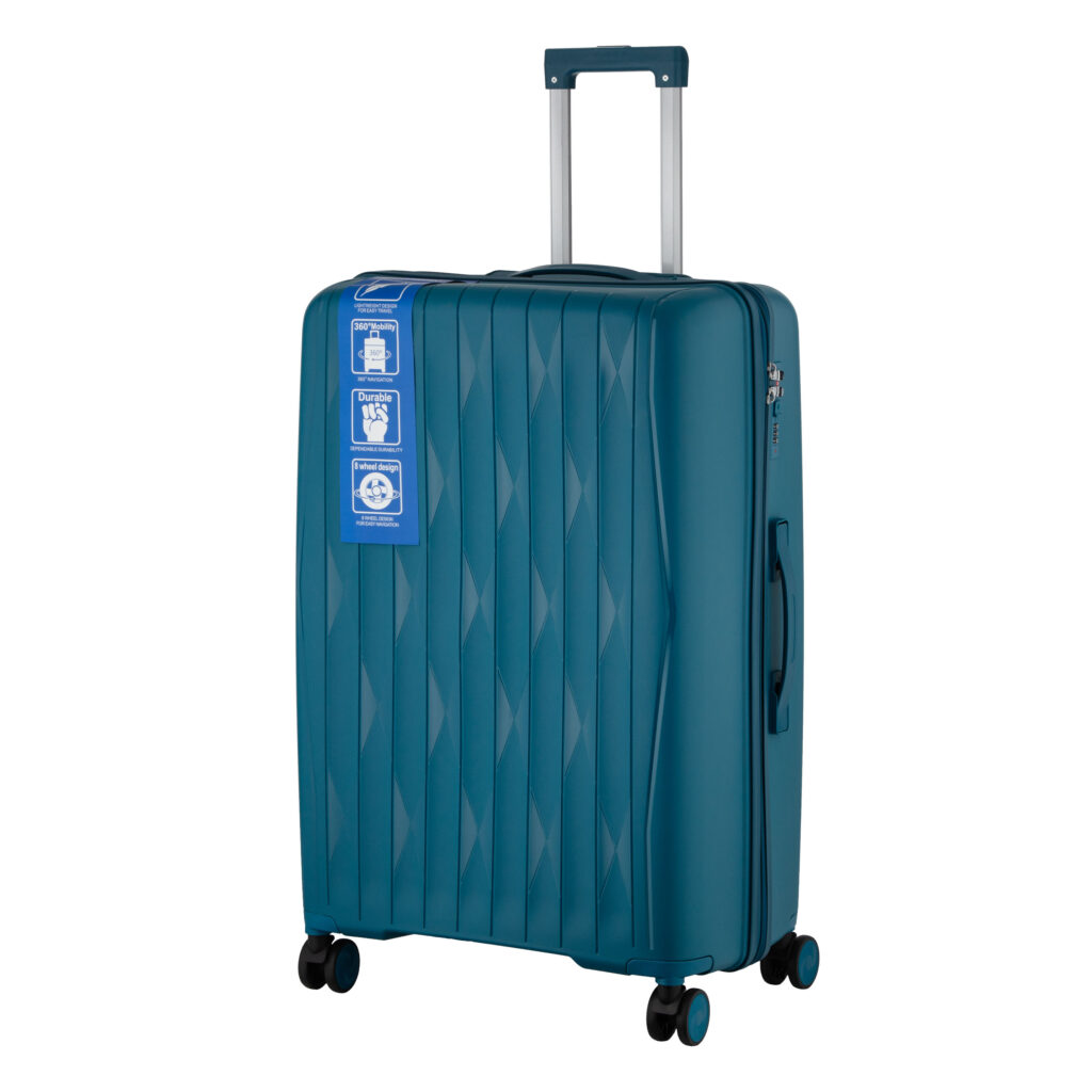 2E Suitcase set 3in1, M7979, polypropylene, (L+M+S), lock (not TSA), anti theft zipper, 4 wheels, light blue