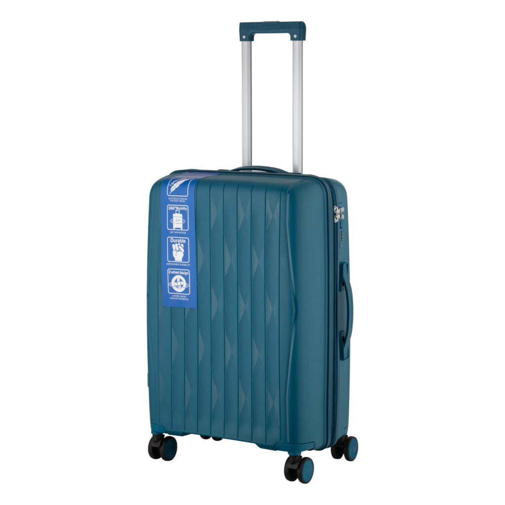 2E Suitcase set 3in1, M7979, polypropylene, (L+M+S), lock (not TSA), anti theft zipper, 4 wheels, light blue