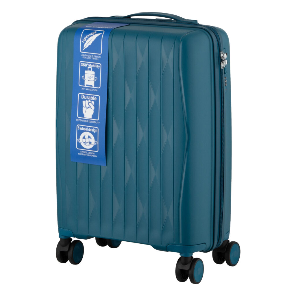 2E Suitcase set 3in1, M7979, polypropylene, (L+M+S), lock (not TSA), anti theft zipper, 4 wheels, light blue