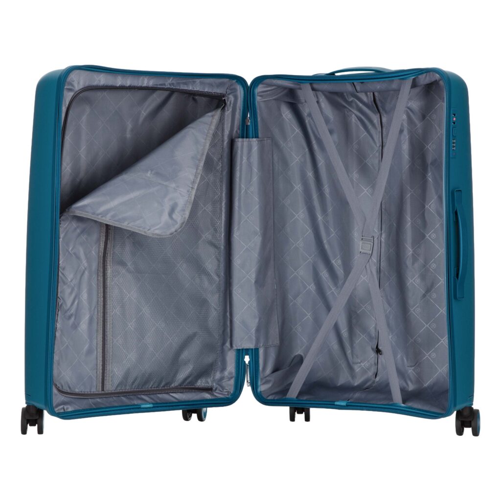 2E Suitcase set 3in1, M7979, polypropylene, (L+M+S), lock (not TSA), anti theft zipper, 4 wheels, light blue