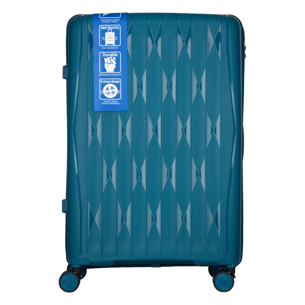 2E Suitcase set 3in1, M7979, polypropylene, (L+M+S), lock (not TSA), anti theft zipper, 4 wheels, light blue