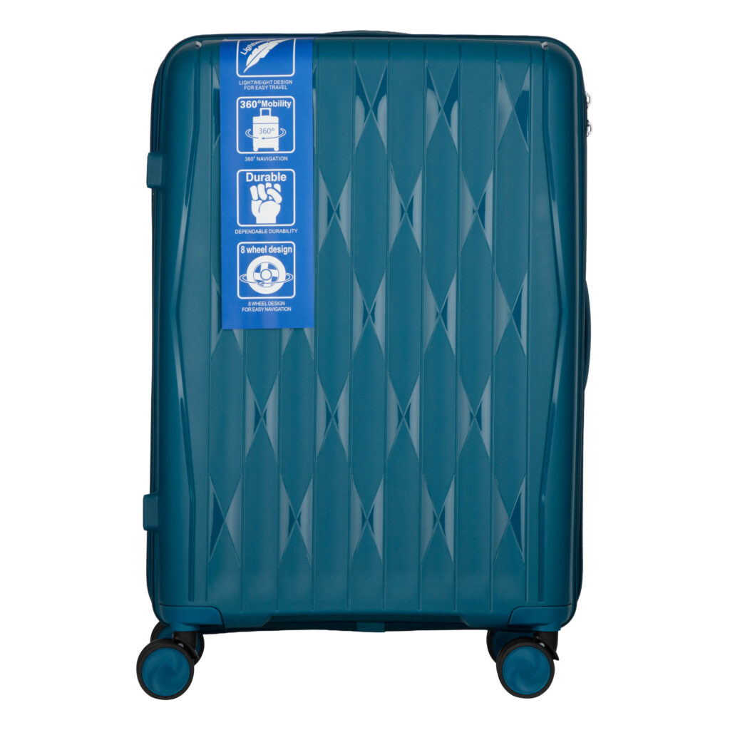 2E Suitcase set 3in1, M7979, polypropylene, (L+M+S), lock (not TSA), anti theft zipper, 4 wheels, light blue