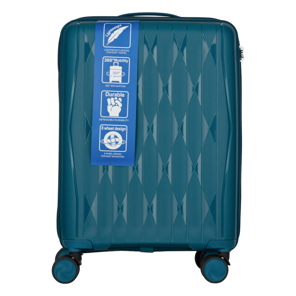 2E Suitcase set 3in1, M7979, polypropylene, (L+M+S), lock (not TSA), anti theft zipper, 4 wheels, light blue