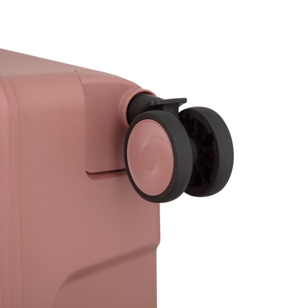 2E Suitcase set 3in1, M7979, polypropylene, (L+M+S), lock (not TSA), anti theft zipper, 4 wheels, rose gold
