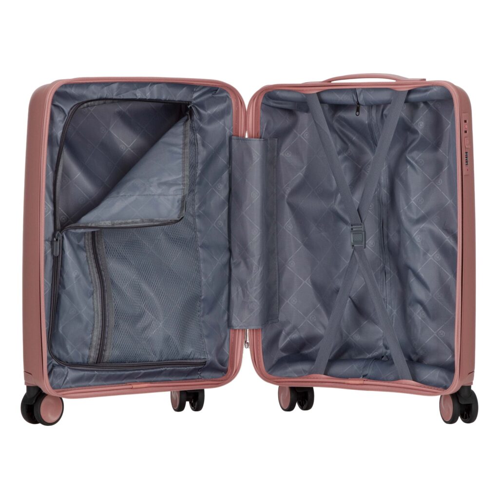 2E Suitcase set 3in1, M7979, polypropylene, (L+M+S), lock (not TSA), anti theft zipper, 4 wheels, rose gold