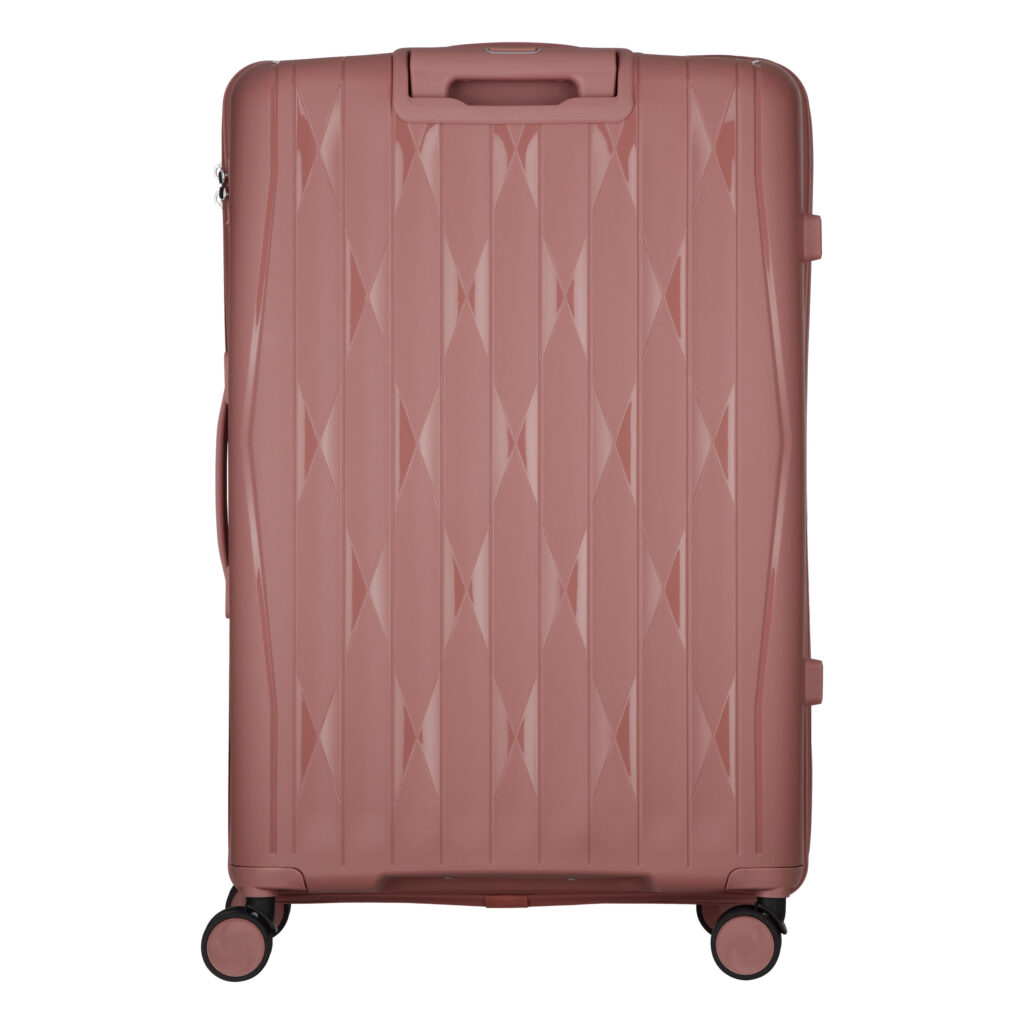 2E Suitcase set 3in1, M7979, polypropylene, (L+M+S), lock (not TSA), anti theft zipper, 4 wheels, rose gold