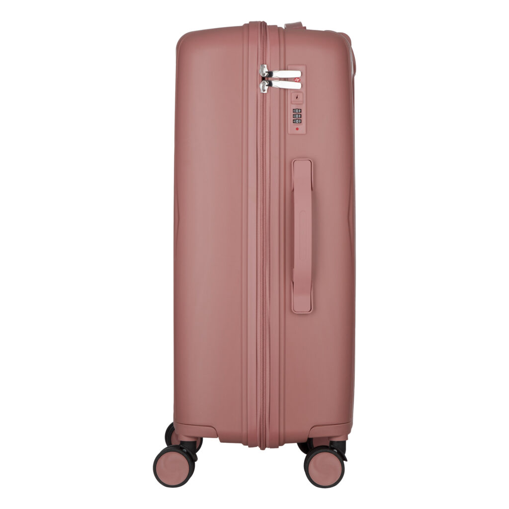 2E Suitcase set 3in1, M7979, polypropylene, (L+M+S), lock (not TSA), anti theft zipper, 4 wheels, rose gold