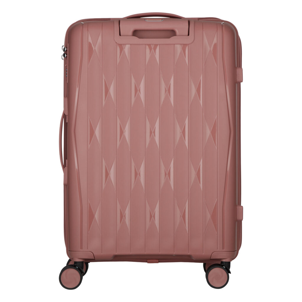 2E Suitcase set 3in1, M7979, polypropylene, (L+M+S), lock (not TSA), anti theft zipper, 4 wheels, rose gold
