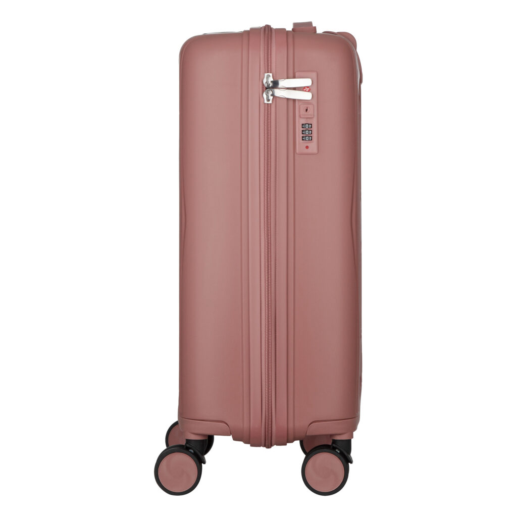 2E Suitcase set 3in1, M7979, polypropylene, (L+M+S), lock (not TSA), anti theft zipper, 4 wheels, rose gold