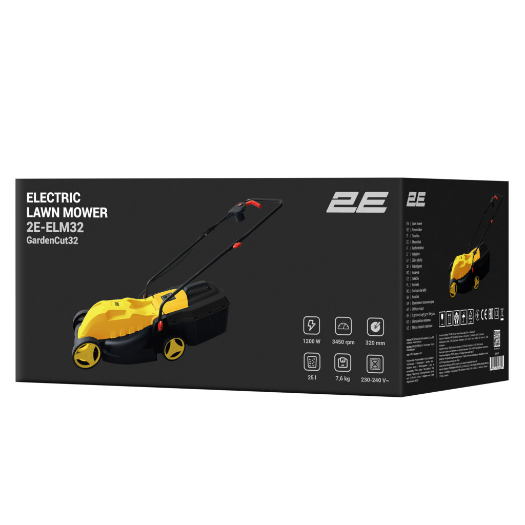 Газонокосилка сетевая 2E GardenCut 32 1200Вт 32см 25л 25-45-65мм 7.6кг