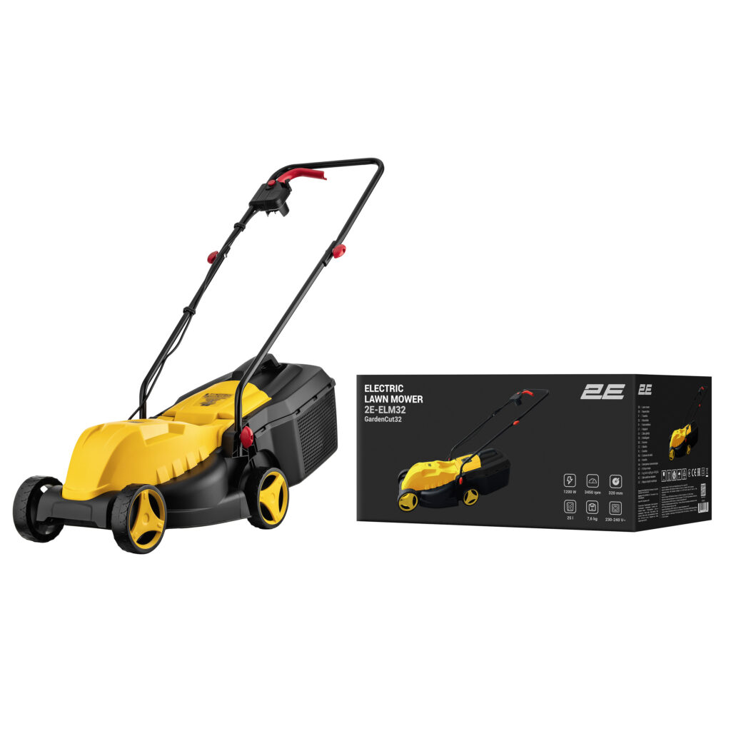 Газонокосилка сетевая 2E GardenCut 32 1200Вт 32см 25л 25-45-65мм 7.6кг