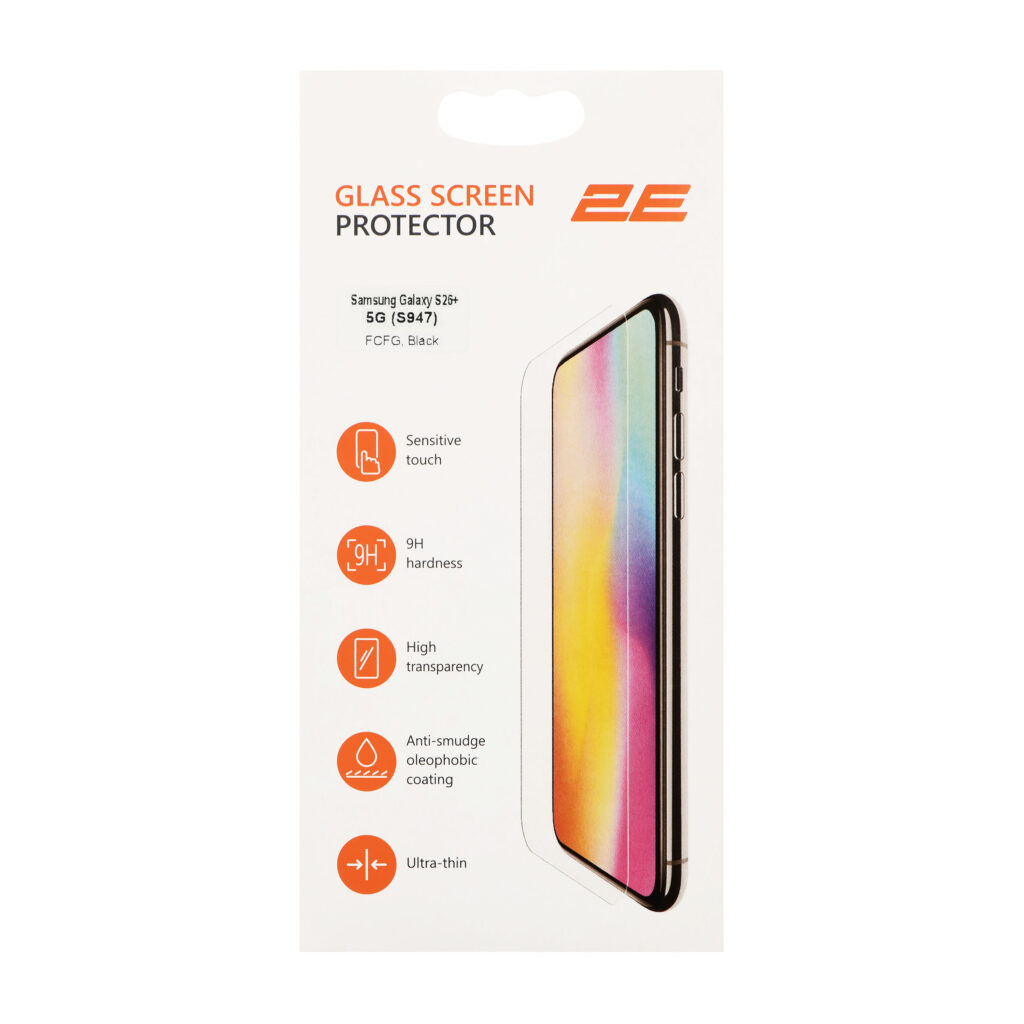 2E Protective glasses for Samsung Galaxy S26+ 5G (S947), 2.5D FCFG, (1 Pack), black border