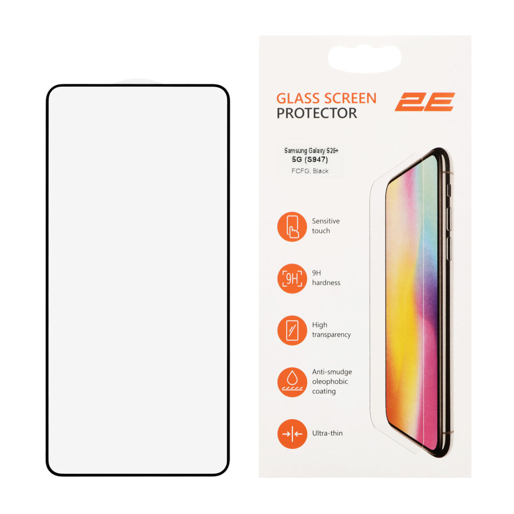 2E Protective glasses for Samsung Galaxy S26+ 5G (S947), 2.5D FCFG, (1 Pack), black border