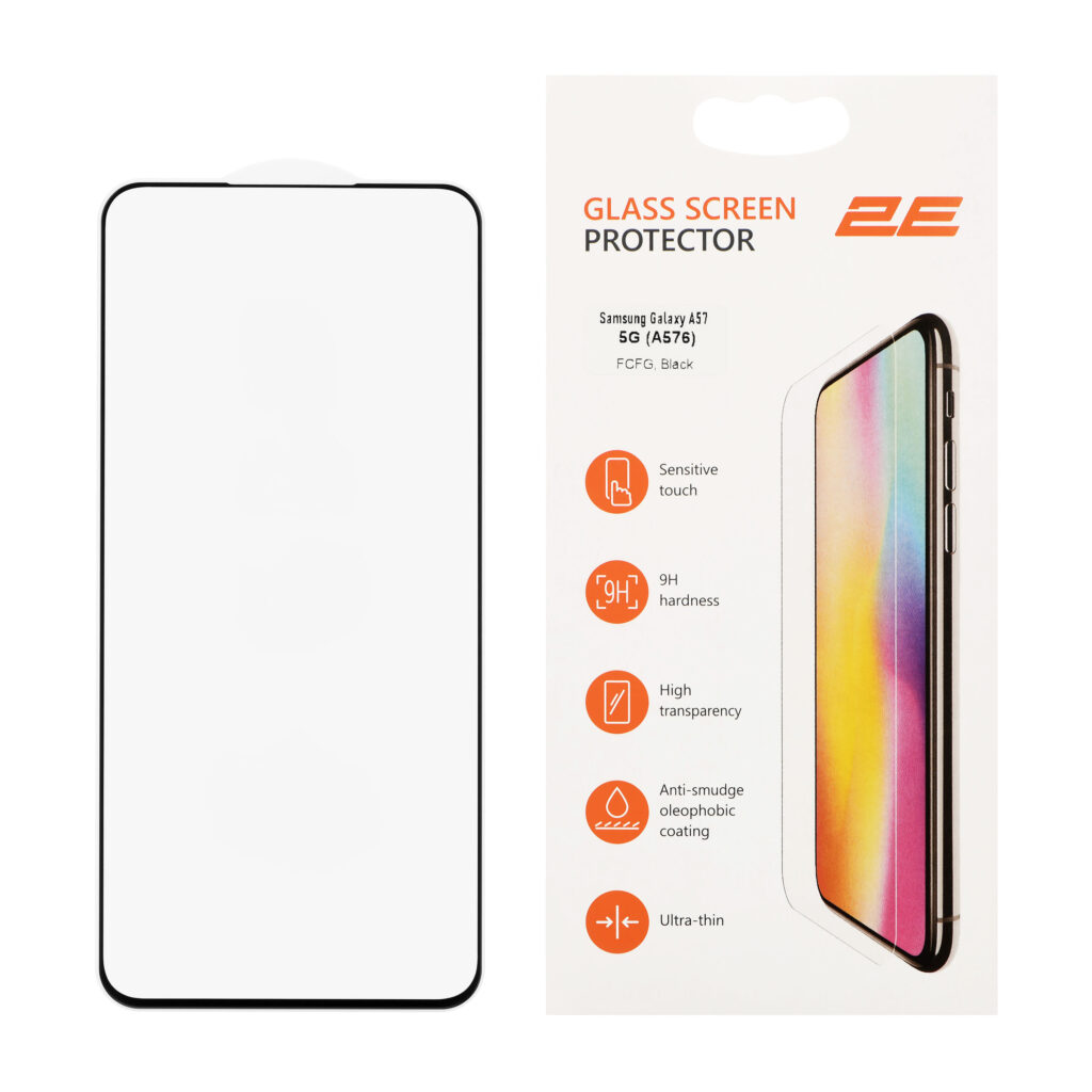 2E Protective glasses for Samsung Galaxy A57 5G (A576), 2.5D FCFG, (1 Pack), black border