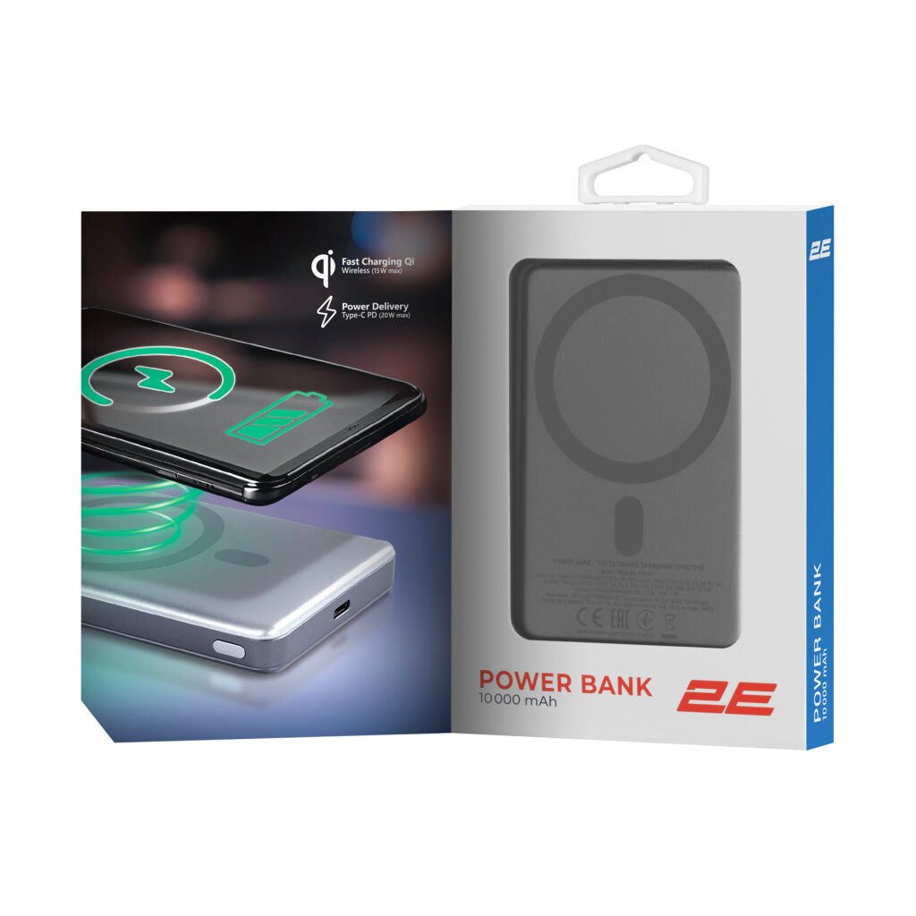 2E Power Bank Slim Wireless QI 10000mAh, 20W, grey