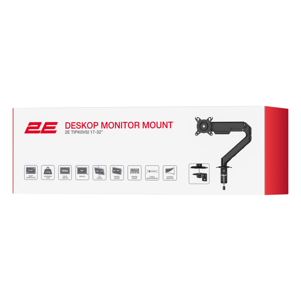 Desktop Monitor Mount 2E Tipkiivsi, 19″- 32″,9kg