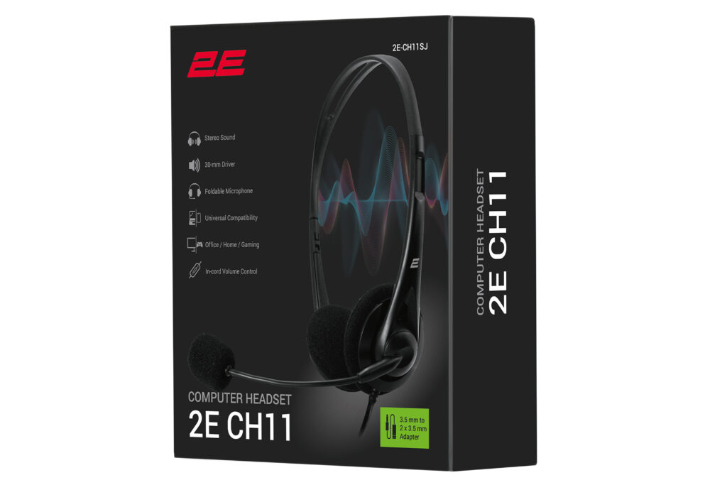 Гарнітура ПК стерео On-ear 2E CH11 mini-jack, omni-mic, 1.2м, чорний