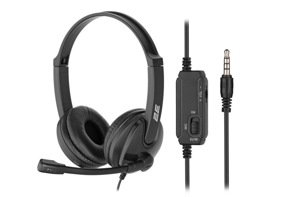 PC headset stereo On-ear 2E CH12 mini-jack, omni-mic, 1.2m, black