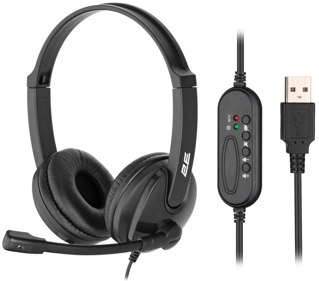 PC headset stereo On-ear 2E CH12 USB, omni-mic, 2m, black