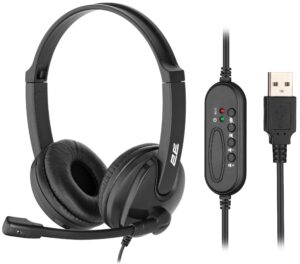 PC headset stereo On-ear 2E CH12 USB, omni-mic, 2m, black