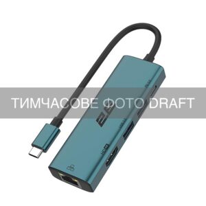 2E Hub USB-C > 2xUSB-A/USB-C PD/HDMI/Ethernet, 0.15m, Pine Green