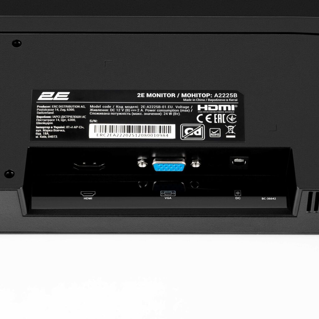 Monitor 2E 21.5″ A2225B D-Sub, HDMI, VA, 100Hz