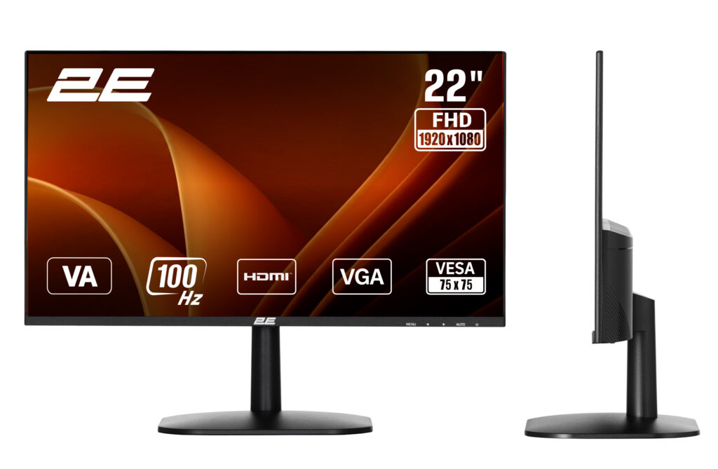 Monitor 2E 21.5″ A2225B D-Sub, HDMI, VA, 100Hz