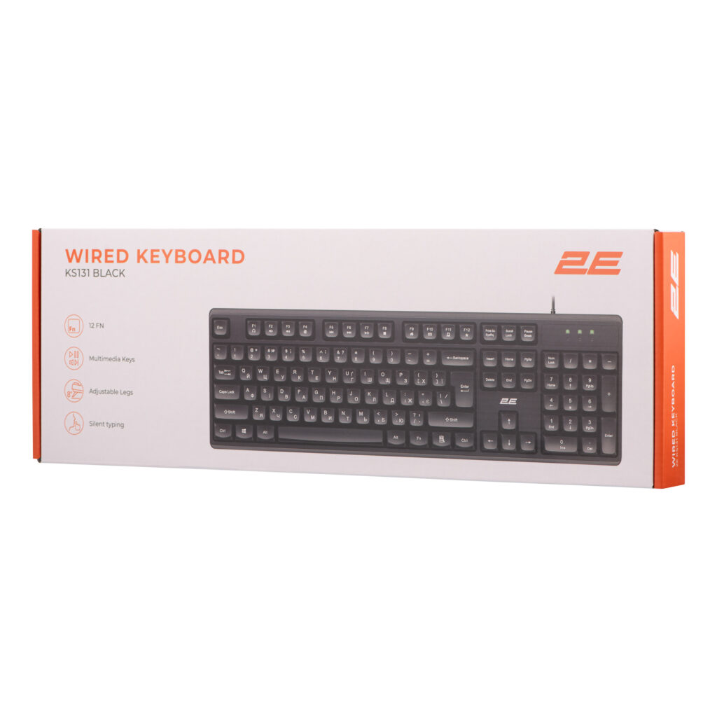 2E Membrane keyboard KS131 104key, USB-A, EN/UK, black