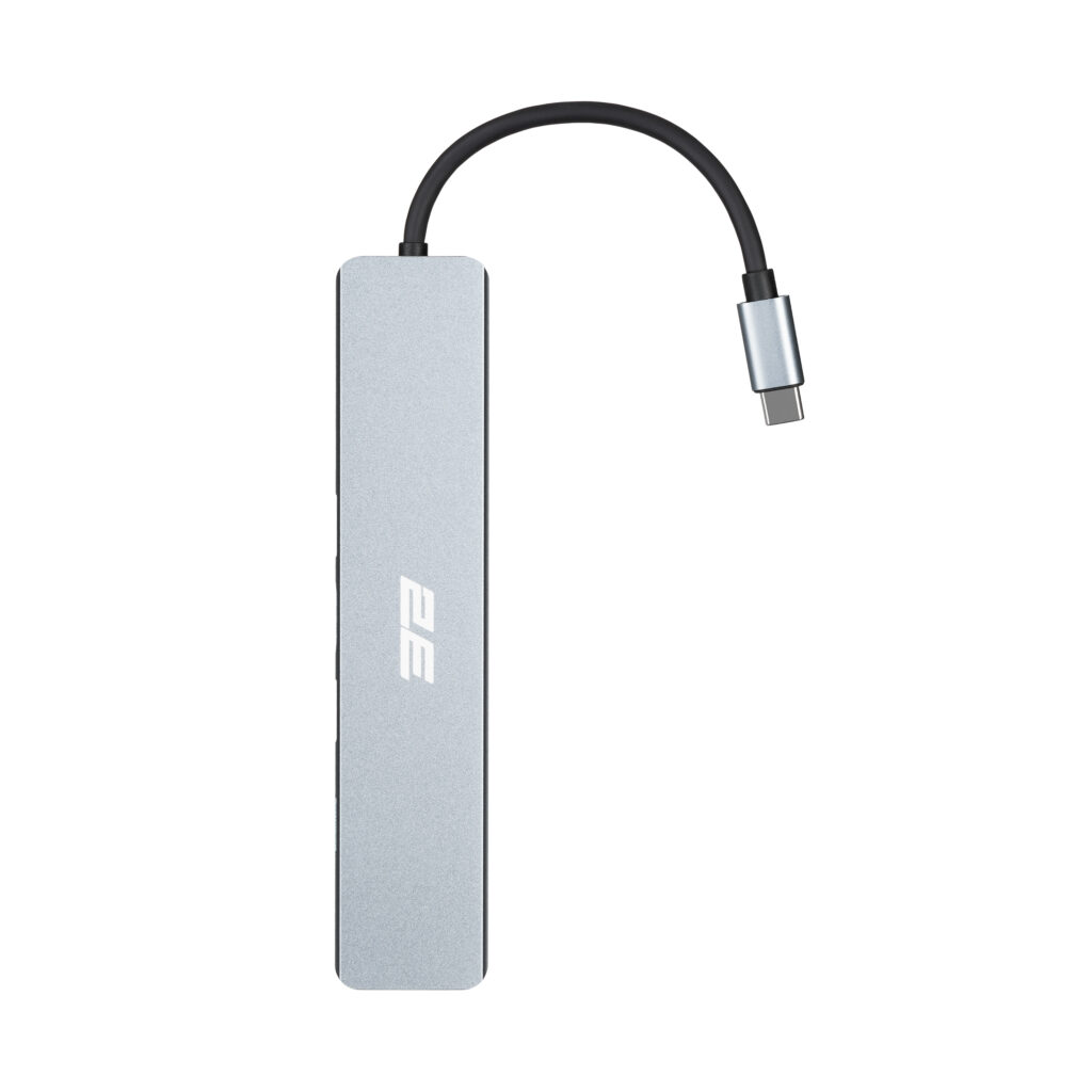 2E Hub USB-С > USB-A 2.0/USB-A 3.0/2xUSB-C PD/HDMI/microSD/SD/Ethernet, 0.13m, silver