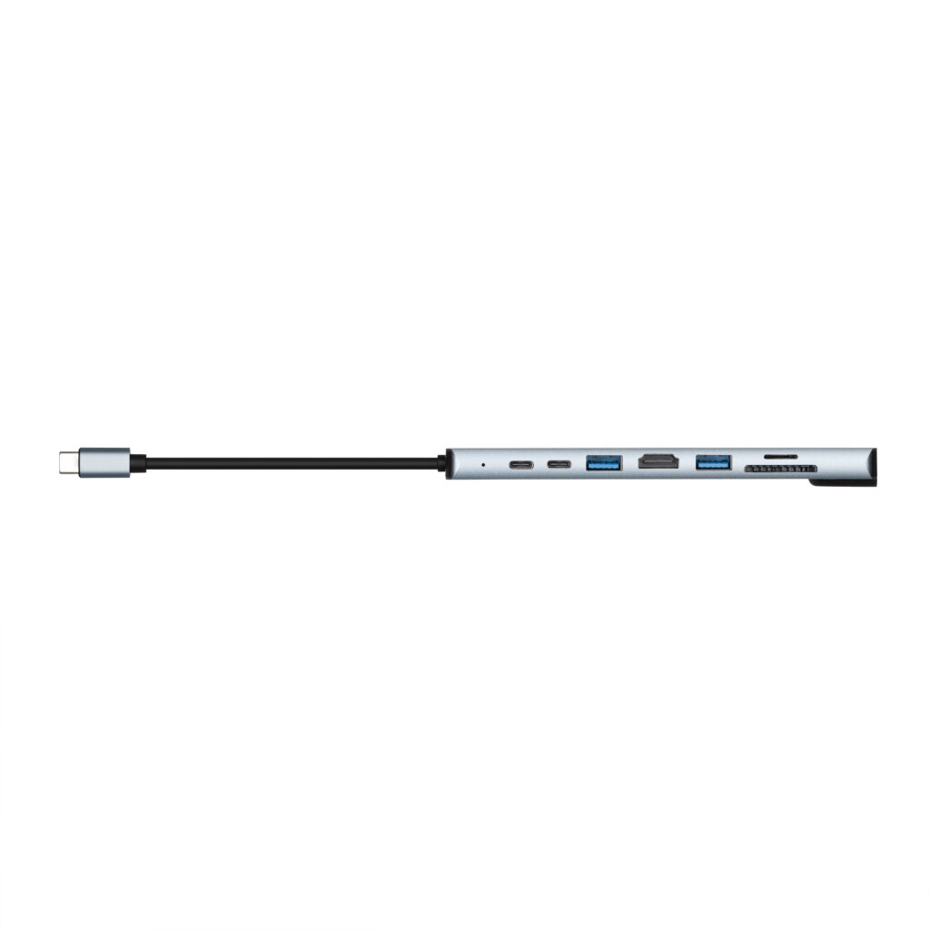 2E Hub USB-С > USB-A 2.0/USB-A 3.0/2xUSB-C PD/HDMI/microSD/SD/Ethernet, 0.13m, silver