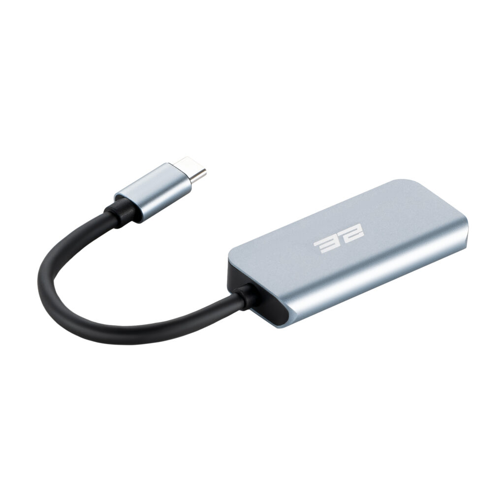Хаб 2E USB-С > USB-A 3.0/USB-C PD/HDMI, 0.14м, сірий