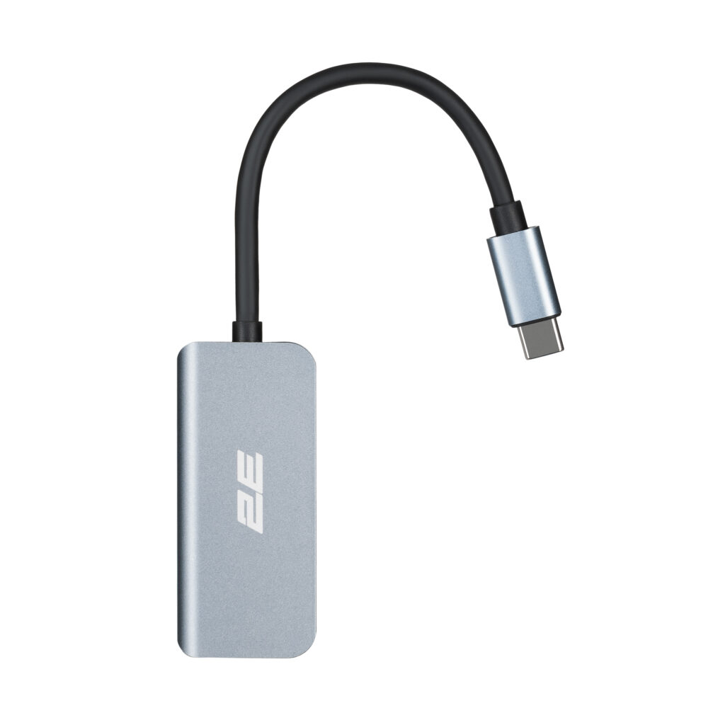 Хаб 2E USB-С > USB-A 3.0/USB-C PD/HDMI, 0.14м, сірий