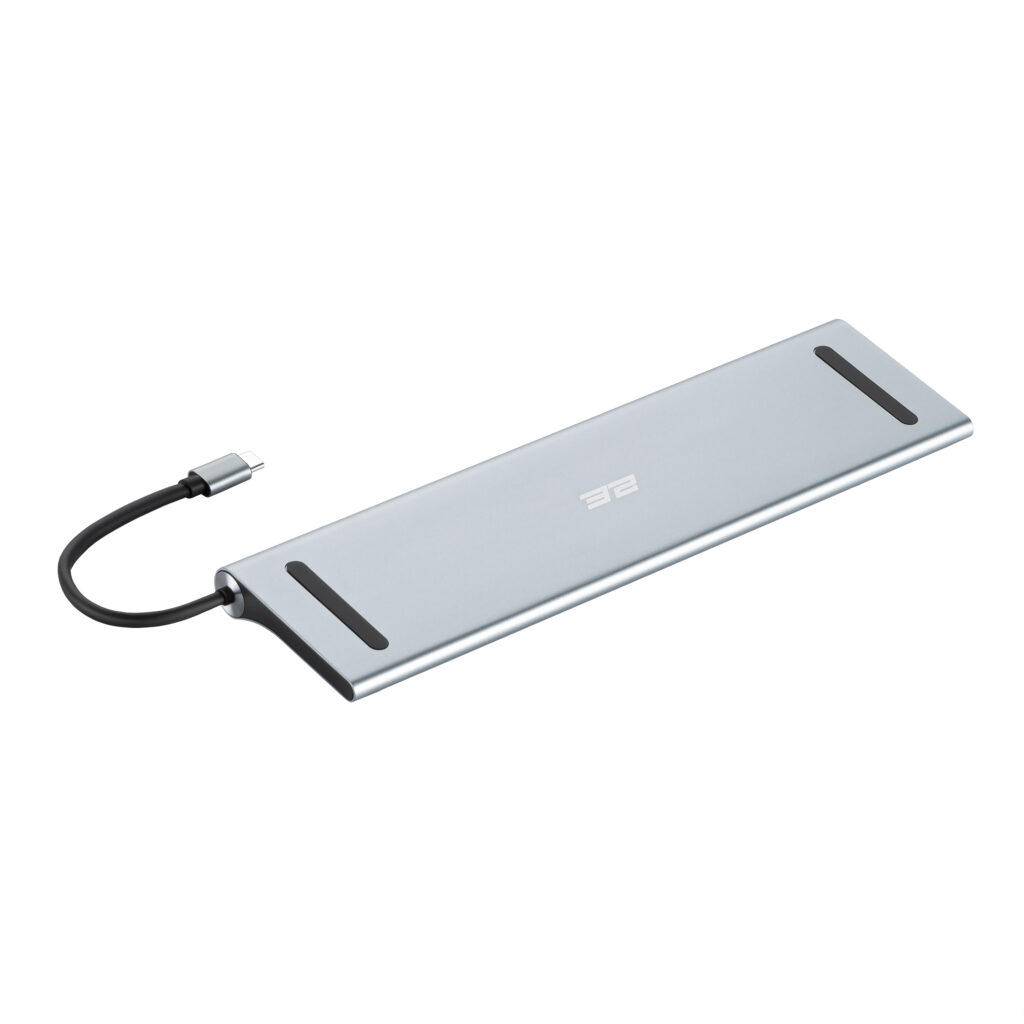 2E Hub USB-С > USB-A 2.0/2xUSB-A 3.0/2xUSB-C PD/2xHDMI/VGA/microSD/SD/Ethernet, 0.15m, silver