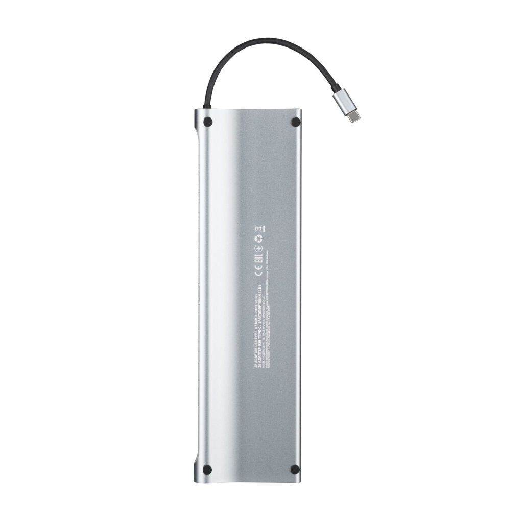 2E Hub USB-С > USB-A 2.0/2xUSB-A 3.0/2xUSB-C PD/2xHDMI/VGA/microSD/SD/Ethernet, 0.15m, silver