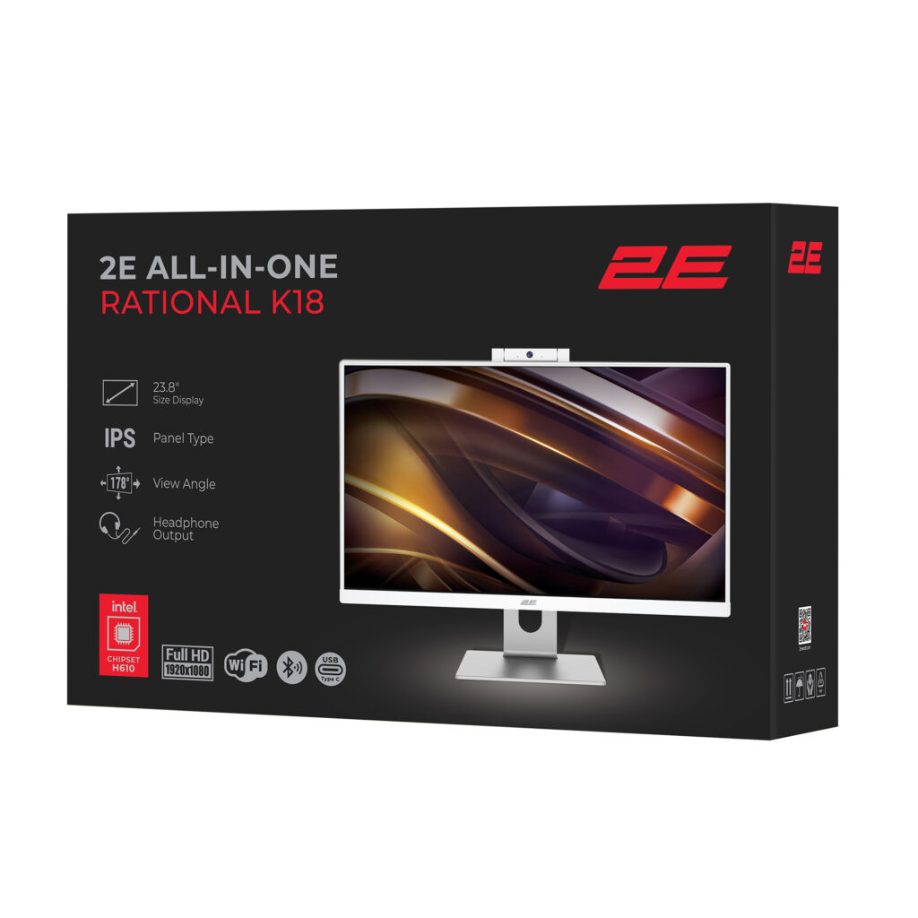 ПК Моноблок 2E Rational K18 23.8″ FHD IPS Intel i5-14400, 16Gb, F512GB, UMA, H610, K18.610, 150W, Win11PE, OFC2024H&B, белый