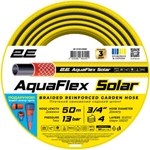 Шланг садовий 2E AquaFlex Solar 3/4″ 50м 4 шари 13бар -10+60°C зрошувач конектор адаптер