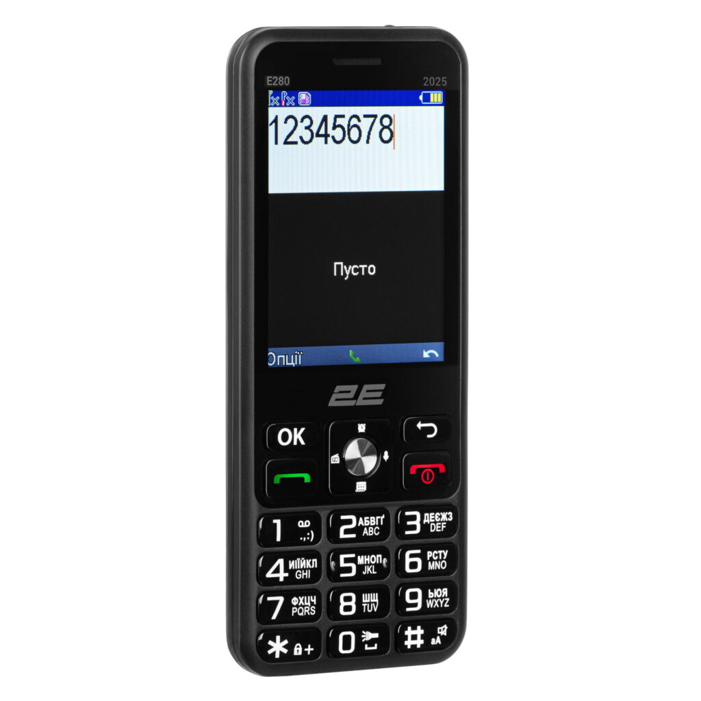 Мобильный телефон 2E E280 2025 2.8″ 2SIM, 1500мА•ч, чёрный