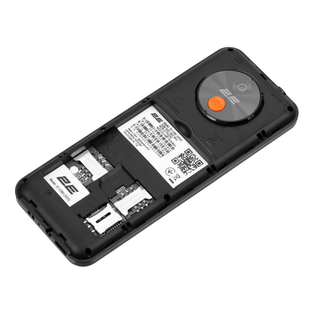 Мобильный телефон 2E E280 2025 2.8″ 2SIM, 1500мА•ч, чёрный