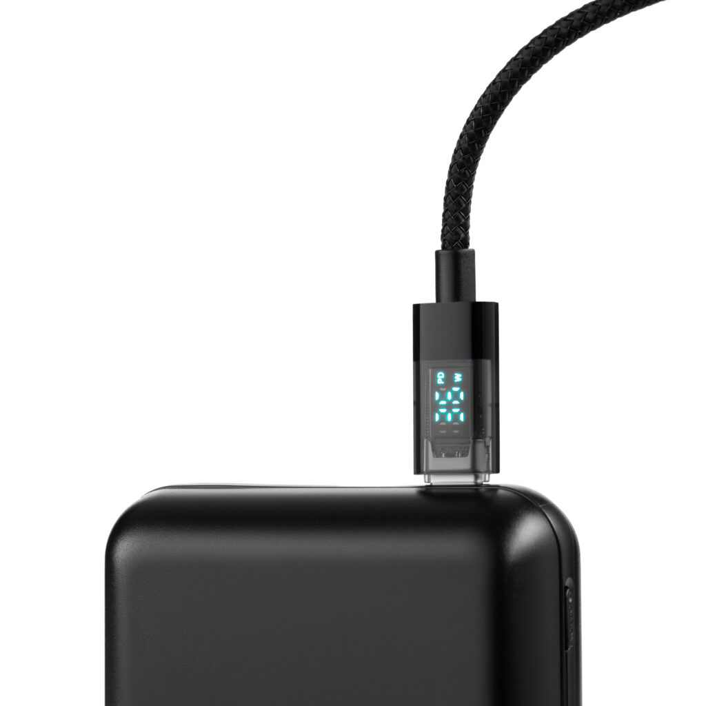Кабель USB-C > USB-C заряджання/синхронізації 2E 1м, 100Вт Type-C, Digital Display, черный