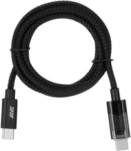 Кабель USB-C > USB-C заряджання/синхронізації 2E 1м, 100Вт Type-C, Digital Display, черный