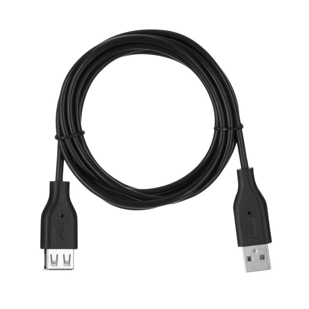 Кабель 2E USB-A > USB-AF заряджання/синхронізації 1.8м, чорний