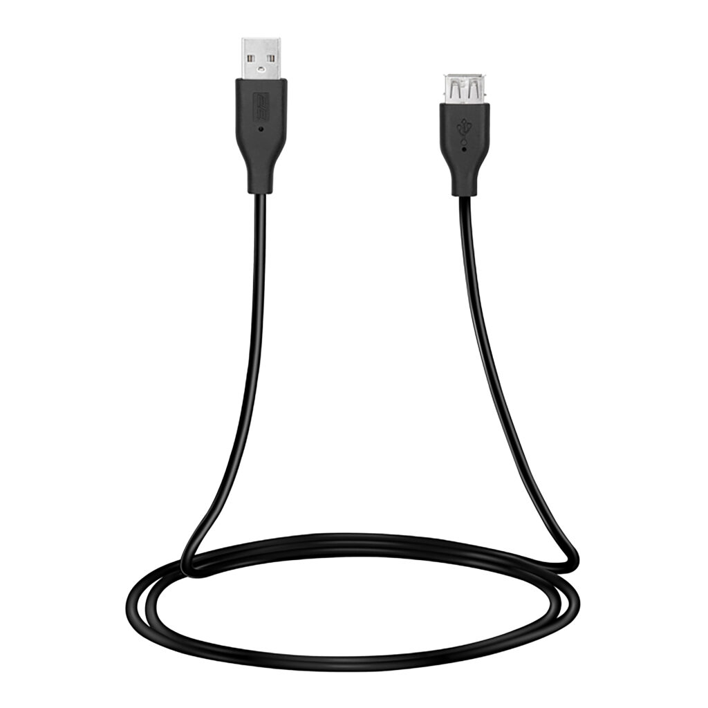 Кабель 2E USB-A > USB-AF заряджання/синхронізації 1.8м, чорний