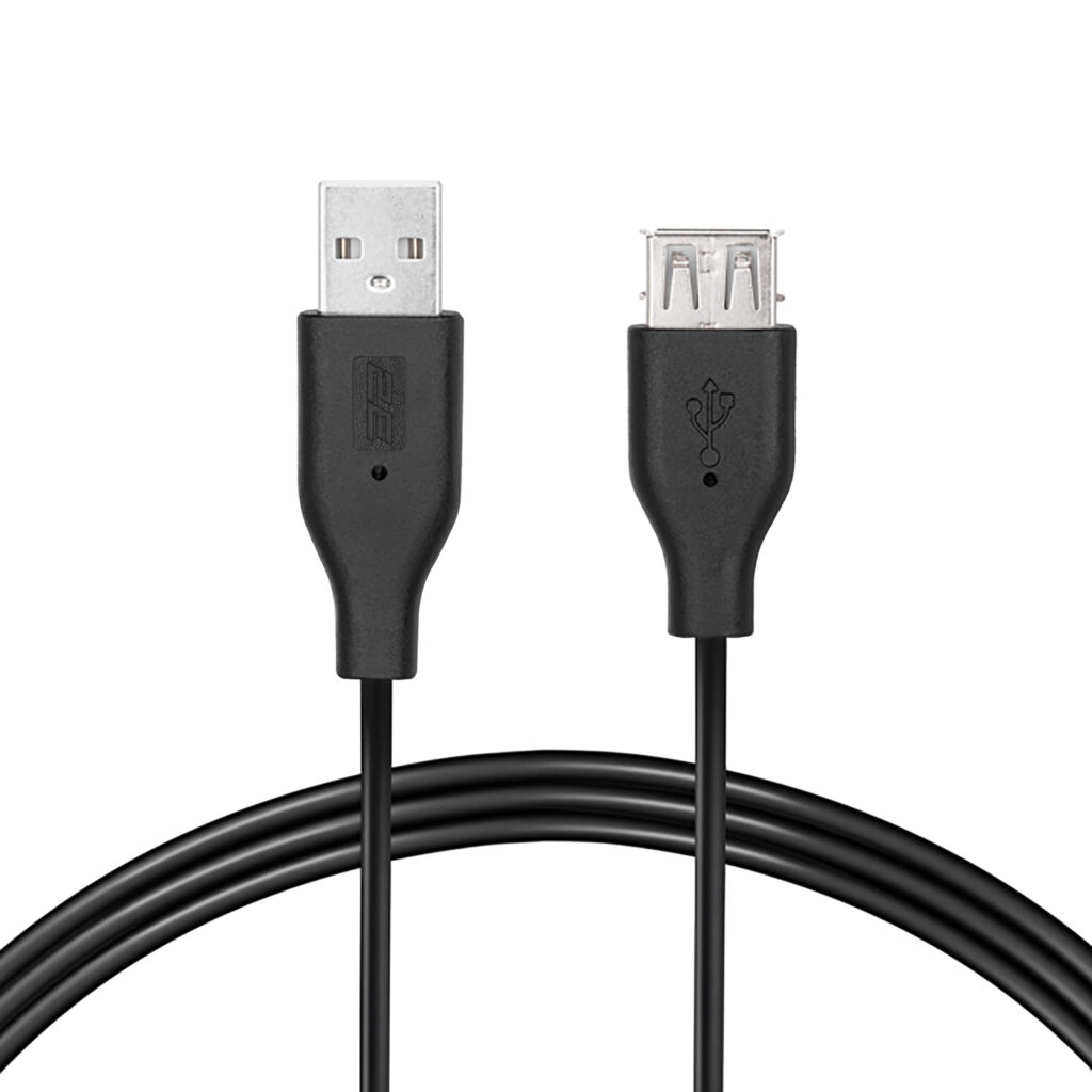 Кабель 2E USB-A > USB-AF заряджання/синхронізації 1.8м, чорний