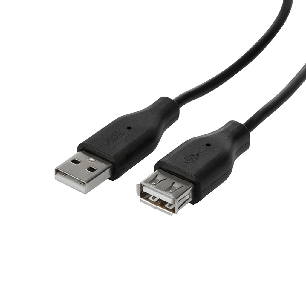 Кабель 2E USB-A > USB-AF заряджання/синхронізації 1.8м, чорний