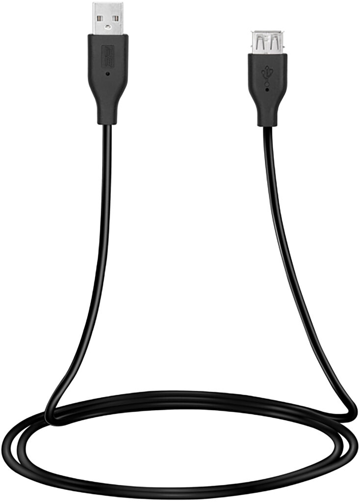 Кабель 2E USB-A > USB-AF заряджання/синхронізації 1.8м, чорний